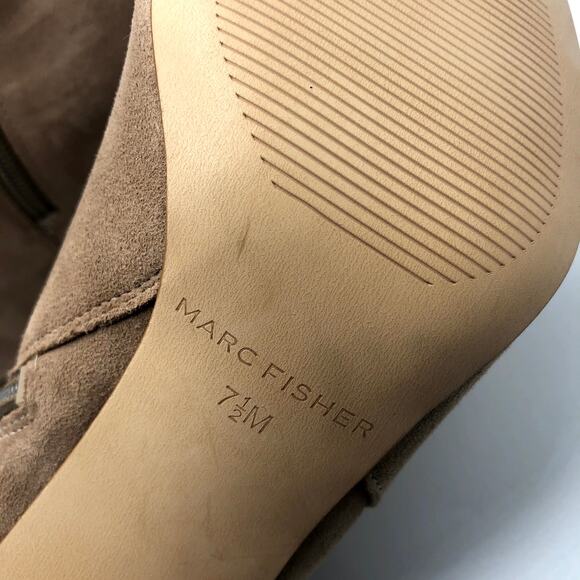 Marc Fisher Tan Suede Heel Ankle Booties 7.5 - Picture 7 of 9